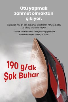 Dora Profesyonel Seramik Tabanlı Damlama ve Kireç Önleyicili 190 gr Etkili Şok Buharlı Ütü