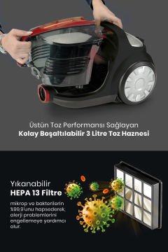 Avantajlı İkili Set Toz Torbasız Elektrikli Süpürge 2600 Watt Seramik Ağır Taban Şok Buharlı Ütü