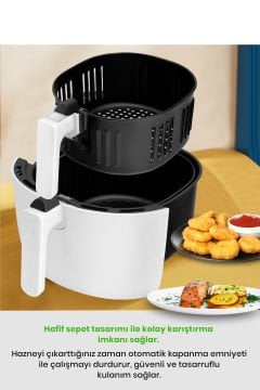 Avantajlı Beyaz İkili Set 7 Litre XXL Airfryer Sıcak Hava Fritözü 5 Fincan Kapasiteli Türk Kahve Makinesi