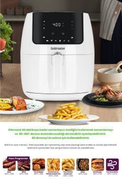 Avantajlı Beyaz İkili Set 7 Litre XXL Airfryer Sıcak Hava Fritözü 5 Fincan Kapasiteli Türk Kahve Makinesi