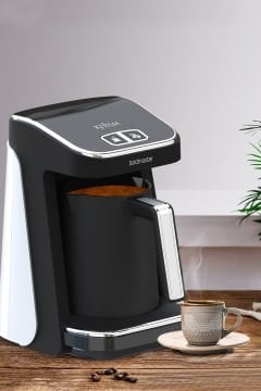 Avantajlı Beyaz İkili Set 7 Litre XXL Airfryer Sıcak Hava Fritözü 5 Fincan Kapasiteli Türk Kahve Makinesi