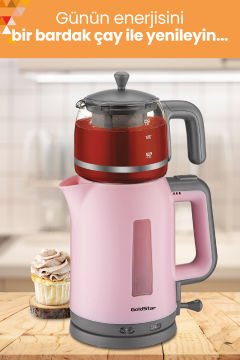 ST7335P Pembe 2200 Watt Cam Demlikli Çay Makinesi ve Su Isıtıcısı