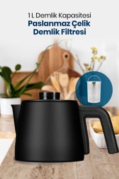 Sefam Siyah 2200 Watt Damlatmaz 25 Bardak Kapasiteli Çelik Çay Makinesi Ve Su Isıtıcısı