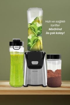 Mixgrind 2in1 Paslanmaz Çelik Bıçaklı Kişisel Smoothie Blender ve Kahve Baharat Öğütücü