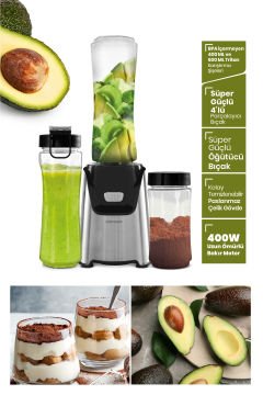 Mixgrind 2in1 Paslanmaz Çelik Bıçaklı Kişisel Smoothie Blender ve Kahve Baharat Öğütücü