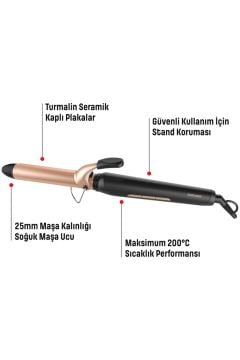 Harmony Turmalin Seramik Plakalı 360 Derece Dönebilir Kablo Saç Şekillendirici Maşa