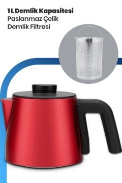 Chaidem Xl 2200 Watt Paslanmaz Çelik Damlatmaz Çelik Çay Makinesi Ve Su Isıtıcısı Kırmızı