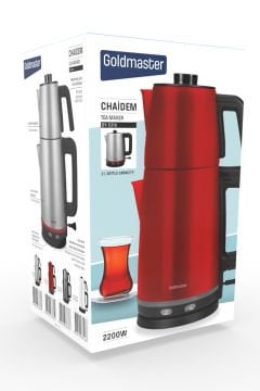 Chaidem Xl 2200 Watt Paslanmaz Çelik Damlatmaz Çelik Çay Makinesi Ve Su Isıtıcısı Kırmızı