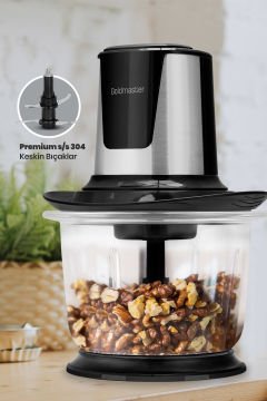 Chopperix İnox 1.5 Litre Büyük Cam Hazneli 4 Bıçaklı Paslanmaz Çelik Rondo Doğrayıcı GM7297