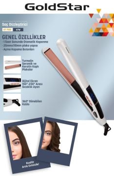 St7105 Dijital Turmalin Keratin Seramik Ince Plakalı Saç Düzleştirici