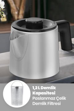 Paslanmaz Çelik Inox İkili Set Çay Makinesi Tost Izgara Makinesi