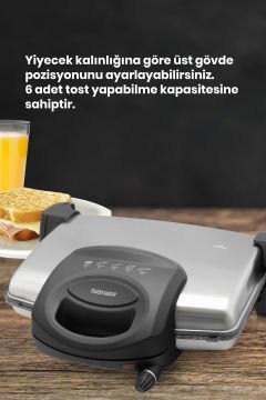 Gurmex Inox 1750 Watt Granit Çıkarılabilir Plakalı 5 Kademe Isı Ayarlı Tost Ve Izgara Makinesi