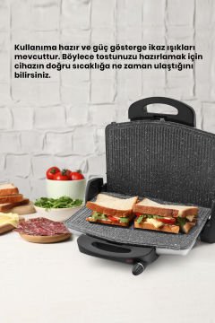 Gurmex Inox 1750 Watt Granit Çıkarılabilir Plakalı 5 Kademe Isı Ayarlı Tost Ve Izgara Makinesi