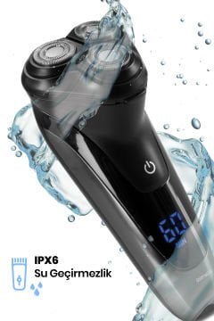 Dijital Ekranlı Islak Kuru Captain Ipx6 Su Geçirmez Şarjlı Tıraş Ve Favori Makinesi