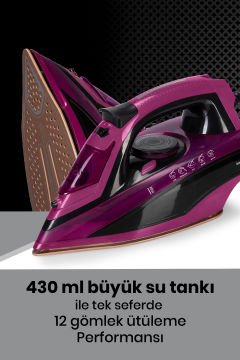 Aırjet 2400 Watt Seramik Tabanlı Geniş Su Tanklı 170 Gr Etkili Şok Buharlı Ütü