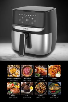 H20 1700 Watt XL Dijital Dokunmatik 8 Ön Programlı Airfryer Yağsız Kızartma Sıcak Hava Fritöz