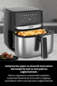 H20 1700 Watt XL Dijital Dokunmatik 8 Ön Programlı Airfryer Yağsız Kızartma Sıcak Hava Fritöz