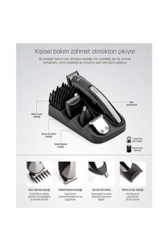 Polo Paslanmaz Çelik Ayarlanabilir Full Standlı 9 in 1 Erkek Bakım Seti