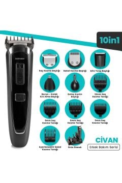 Civan 10 In 1 Standlı Kablosuz Kablolu Erkek Bakım Seti