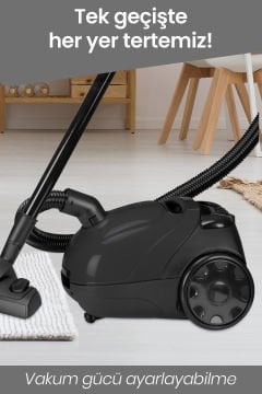 Micro Siyah 2,5 Litre Kapasiteli Yıkanabilir Toz Torbalı 5 Yıl Garantili Elektrikli Süpürge