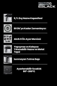 ProBlack P600 Sıcak Hava Fritözü Airfryer