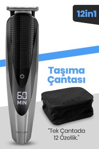 Cool Profesyonel Dijital Göstergeli 12 In 1 Erkek Bakım Saç Ve Sakal Tıraş Seti Taşıma Çantalı