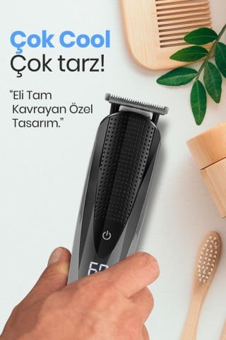 Cool Profesyonel Dijital Göstergeli 12 In 1 Erkek Bakım Saç Ve Sakal Tıraş Seti Taşıma Çantalı