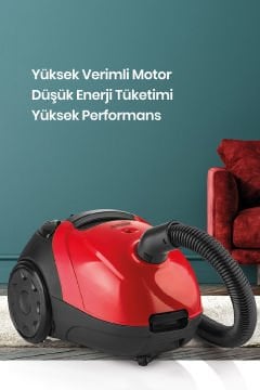 Titiz Kırmızı Yıkanabilir Toz Torbalı 2,5 Litre Kapasiteli 900w 5 Yıl Garantili Elektrikli Süpürge