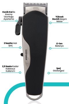 Hermes Hızlı Şarj Özellikli Kablolu Kablosuz Şarjlı Saç Sakal Kesme Tıraş Makinesi
