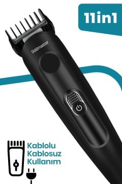 Idol Paslanmaz Çelik Bıçaklı Hızlı Şarj Özellikli 11in1 Erkek Bakım Seti