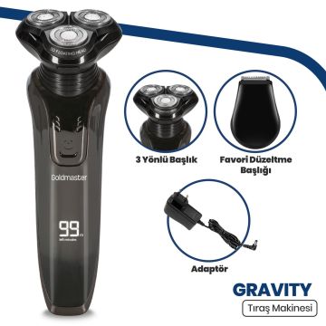 Gravity Led Ekranlı 2in1 Islak Kuru Ipx7 Su Geçirmez Esnek Oynar Başlıklı Tıraş Makinesi