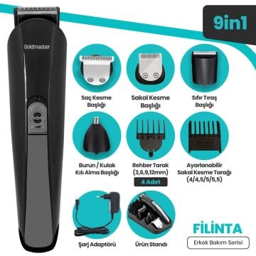 Filinta 9 In 1 Standlı Kablosuz Kablolu Hızlı Şarj Erkek Bakım Seti (ADAPTÖRLÜ)
