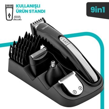 Filinta 9 In 1 Standlı Kablosuz Kablolu Hızlı Şarj Erkek Bakım Seti (ADAPTÖRLÜ)