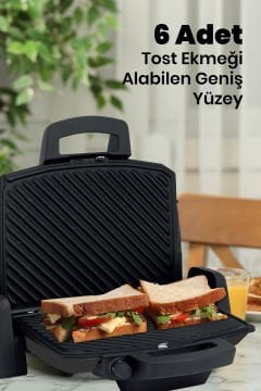 Tadım Siyah 1800 Watt Çıkarılabilir Plakalı Kademe Ve Isı Ayarlı Tost Ve Izgara Makinesi