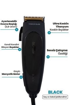 Gm-8197 Black Saç Kesme Makinesi