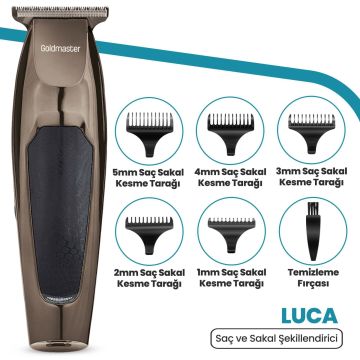 Luca Paslanmaz Çelik 120 dakika kullanım Çift Şarj Giriş Saç Sakal Kesme Makinesi GM8122