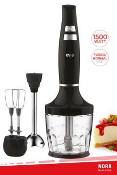 Nora 1500 Watt Sessiz Hız Ayarlı 3 In 1 Doğrama Karıştırma Blender Seti