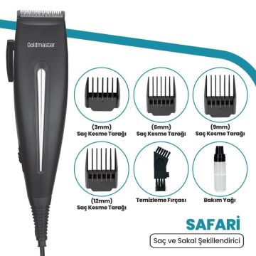 Safari Kablolu Ac Güçlü Motor Ayarlanabilir Sessiz Saç Sakal Kesme Makinesi
