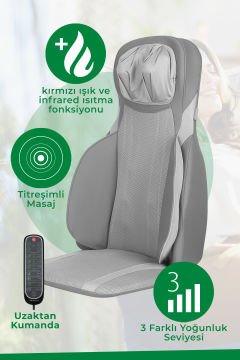 Alman Tasarım Boy Ayarlanmalı Isıtmalı Titreşimli Shiatsu Çok Yönlü Masaj Minderi