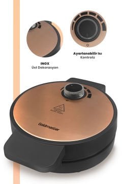 Goldy Rose Gold 1000 Watt Taşmayı Önleyen Derin Plakalı Aşırı Isınmaya Dayanıklı Waffle Makinesi