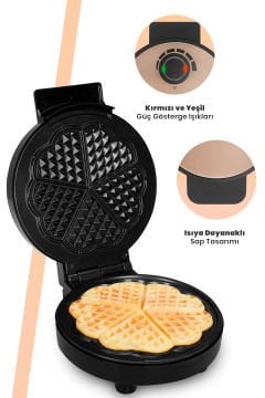Goldy Rose Gold 1000 Watt Taşmayı Önleyen Derin Plakalı Aşırı Isınmaya Dayanıklı Waffle Makinesi