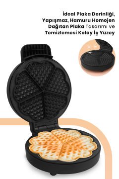 Goldy Rose Gold 1000 Watt Taşmayı Önleyen Derin Plakalı Aşırı Isınmaya Dayanıklı Waffle Makinesi