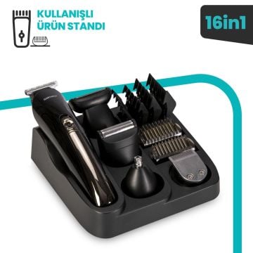 Live Kablolu Kablosuz Standlı Mikro Usb Şarj Özellikli 16 In 1 Erkek Bakım Seti