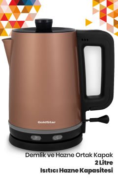 Gold 2200 Watt Paslanmaz Çelik Çay Makinesi Ve Su Isıtıcısı St-7305g
