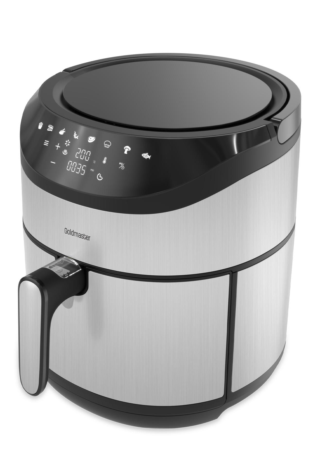 Foodfry Özel Tasarım Tutma Kolu Taşınabilir 2000w Inox Dokunmatik Airfryer Yağsız Sıcak Hava Fritözü