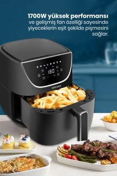 Blackfry 1700 Watt Dijital Dokunmatik 8 Ön Programlı 5.7 Litre Yağsız Kızartma Sıcak Hava Fritöz