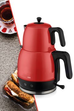 Ladem Vişne Kırmızı Geniş Kapasiteli 2200 Watt Paslanmaz Çelik Çay Makinesi Ve Su Isıtıcısı