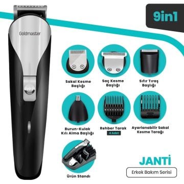 Janti Paslanmaz Çelik 9in1 Standlı Erkek Bakım Seti GM7141