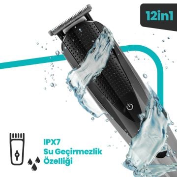 Led Ekranlı Islak Kuru Ipx7 Matrix Kablolu Kablosuz 14 In 1 Full Stand Erkek Bakım Seti