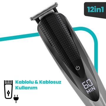 Led Ekranlı Islak Kuru Ipx7 Matrix Kablolu Kablosuz 14 In 1 Full Stand Erkek Bakım Seti